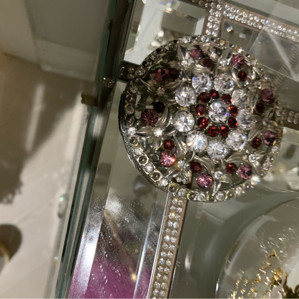 Vintage Pink and Red Crystal Statement Brooch